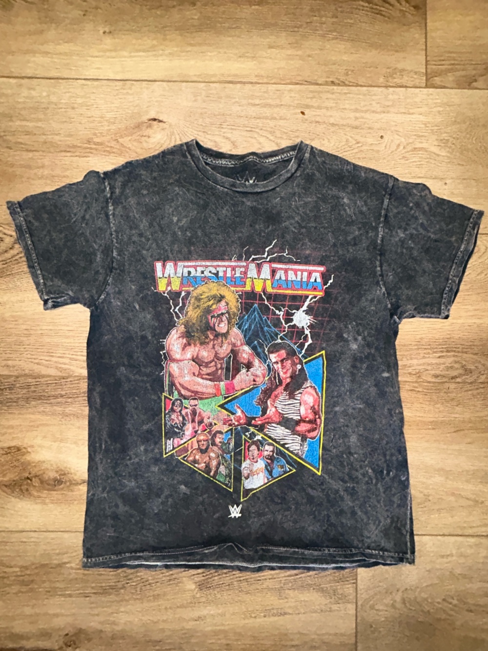 Vintage WWE Black Mineral-Wash Logo Tee